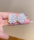 White flower stud earrings