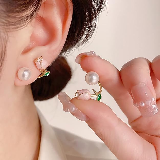 Kiraq Gold Plated Pearl Flower Earrings