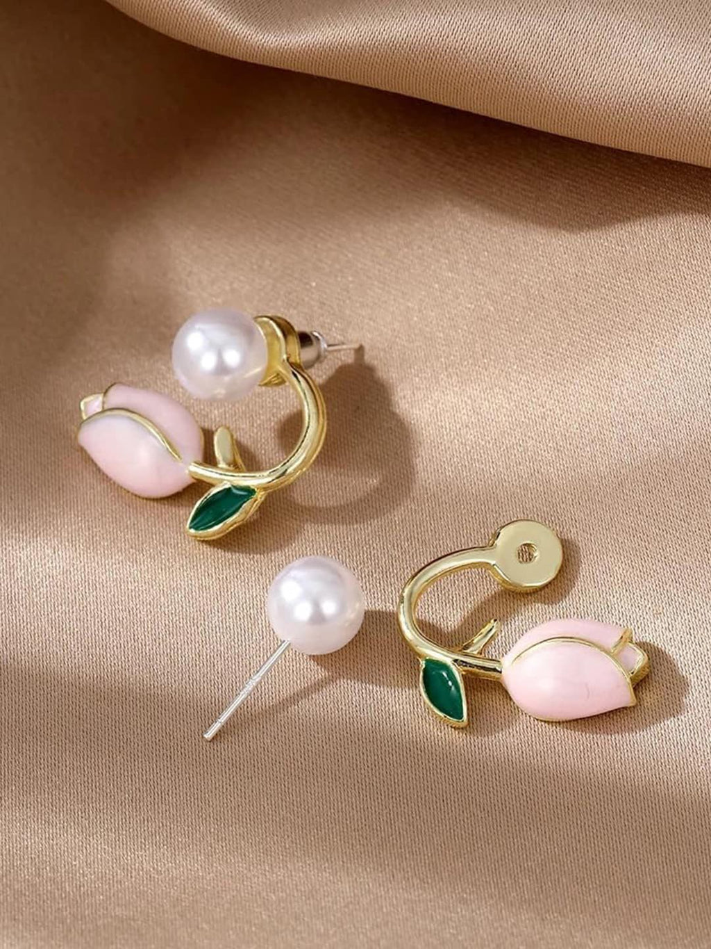 Kiraq Gold Plated Pearl Flower Earrings