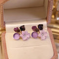 Korean-style floral crystal stud earrings
