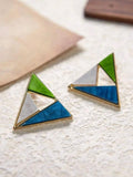 Multicolor enamel triangle stud earrings